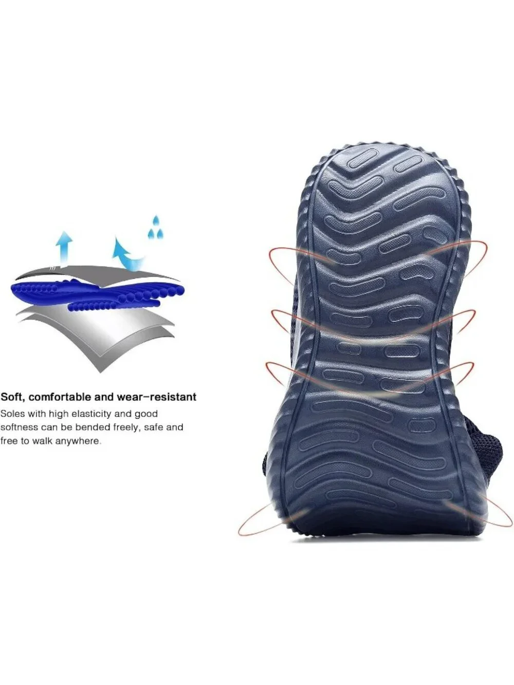 Men's Blue Mesh Ultra Light Breathable Casual Fashion Slip on Walking Sneaker